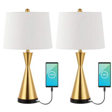 Colton 26" Classic French Country Iron LED Table Lamp with USB Charging Port - JONATHAN Y